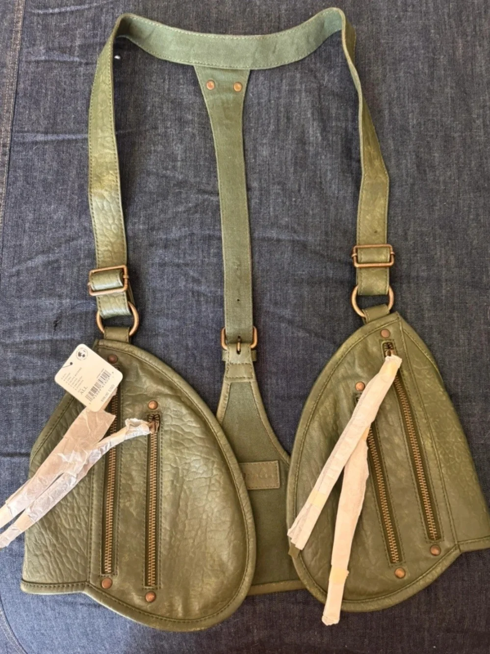 Rare Olive Free People Olympia Leather Harness Bag